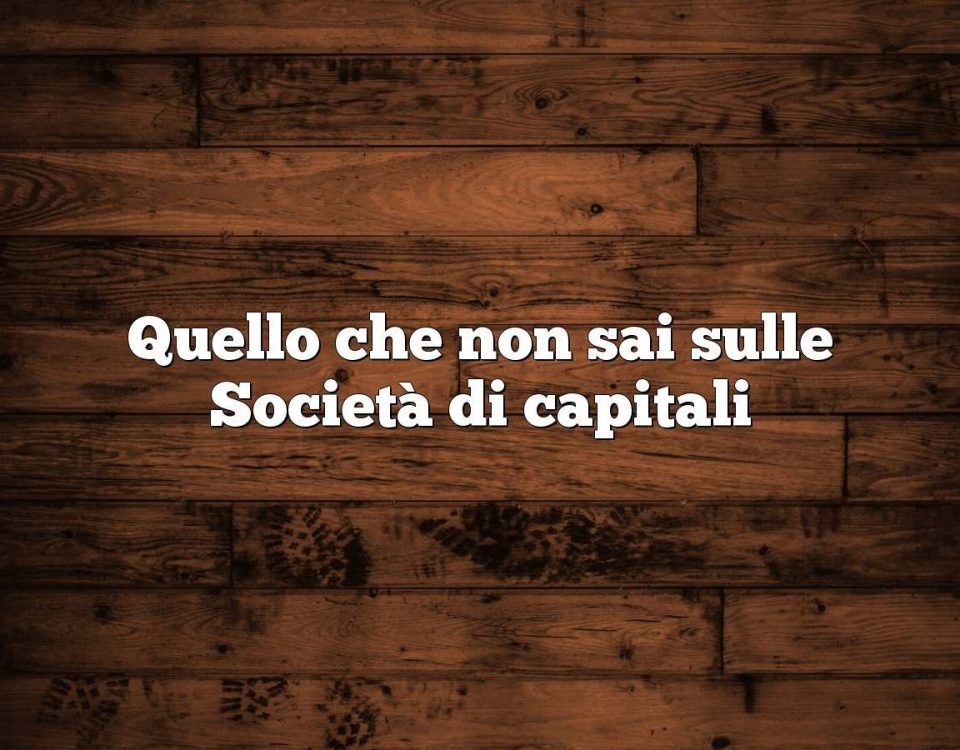 società di capitali quali sono
