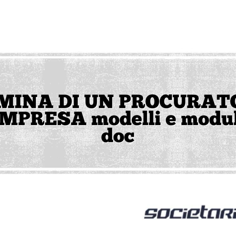 NOMINA DI UN PROCURATORE DELL’IMPRESA modelli e moduli excel doc